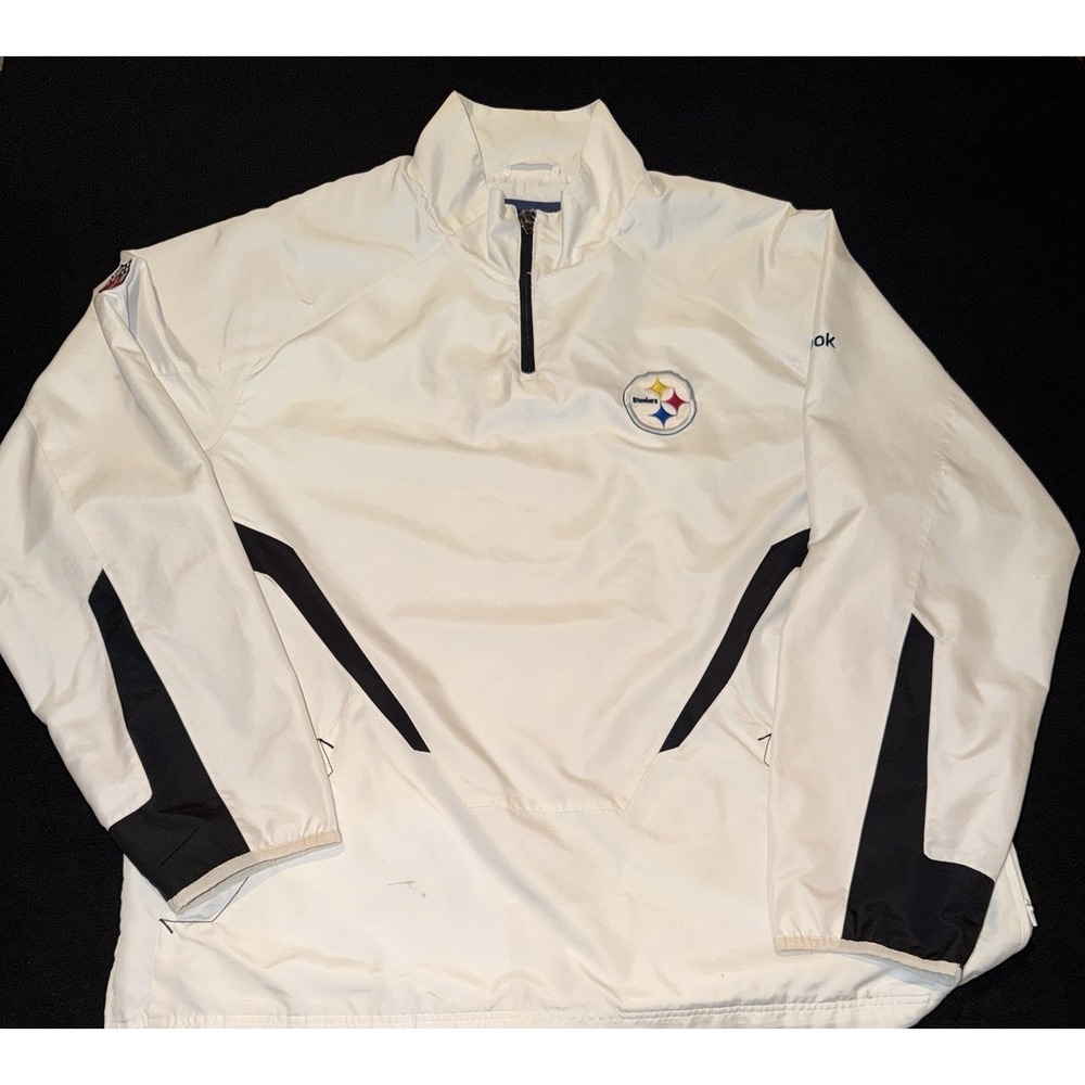 REEBOK ON FIELD PITTSBURGH STEELERS 1/4 ZIP WINDBREAKER JACKET SIZE XL